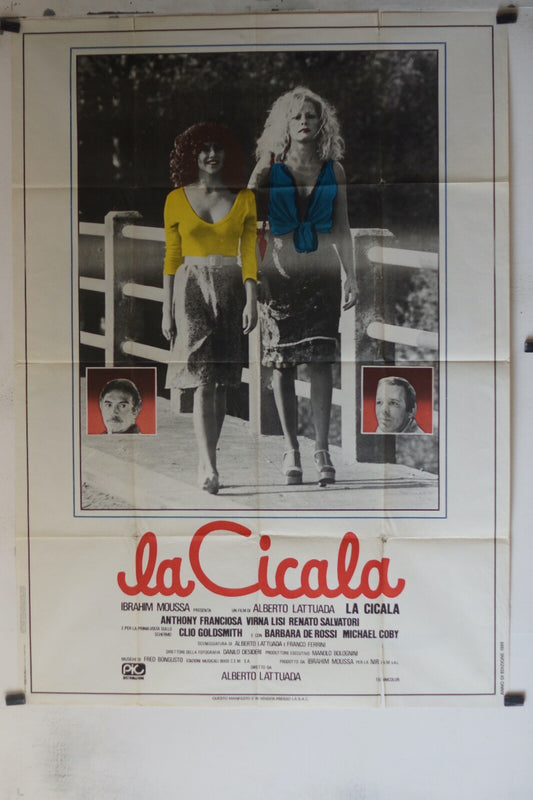 LA CICALA , 1980 MOVIE POSTER ORIGINAL120x160 ANTHONY FRANCIOSA, VIRNA LISI