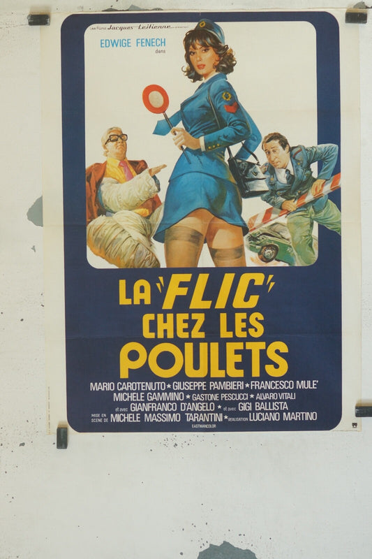 LA “FLIC” CHEZ LES POULETS 70x100 ORIGINAL MOVIE POSTER MARIO CAROTENUTTO