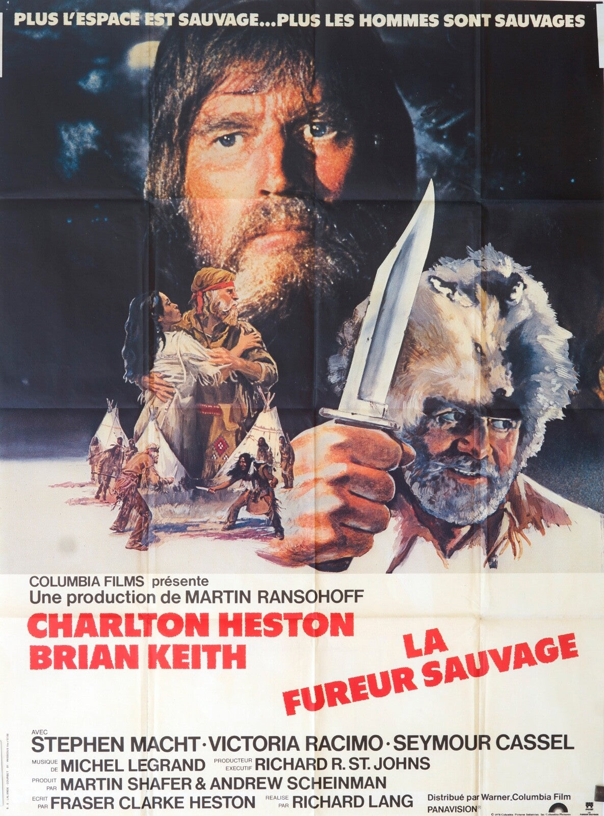 LA FUREUR SAUVAGE ORIGINAL MOVIE POSTER 120x160 CHARLTON HESTON