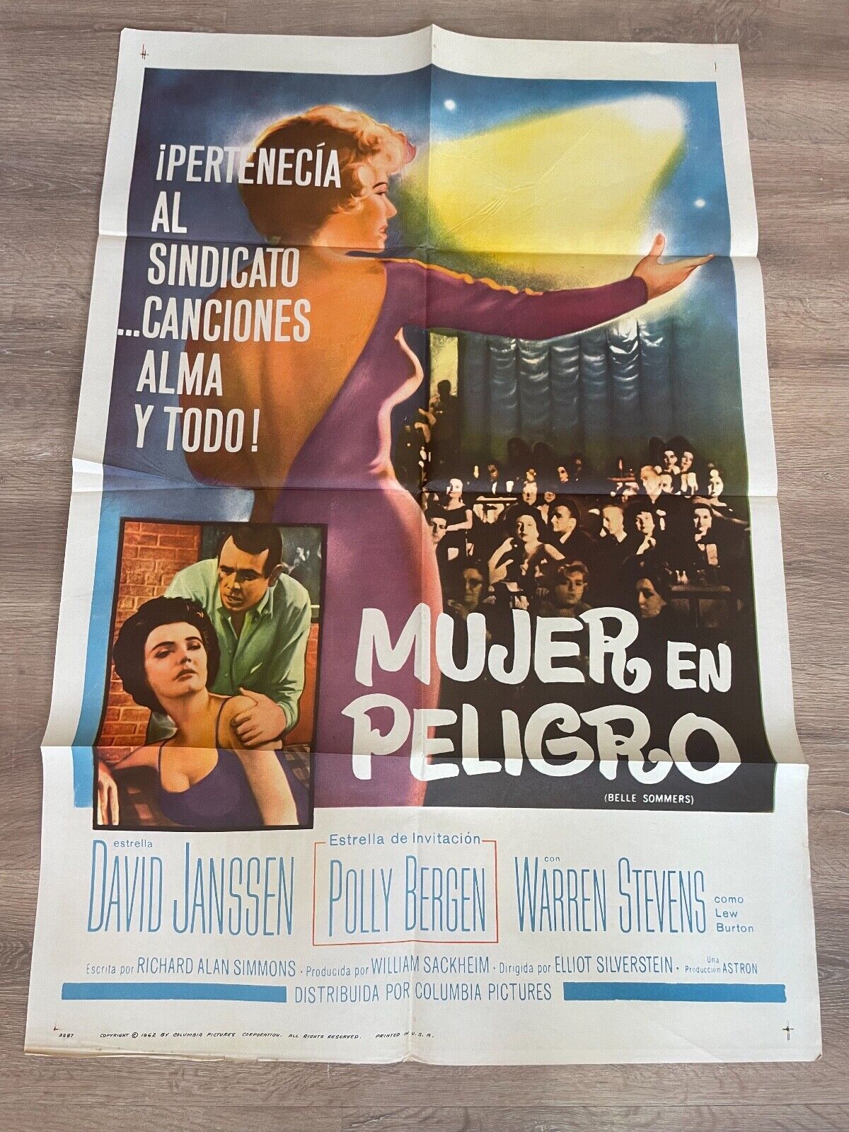 MUJER EN PELIGRO MOVIE POSTER ORIGINAL VINTAGE  (70X100) DAVID JANSSEN