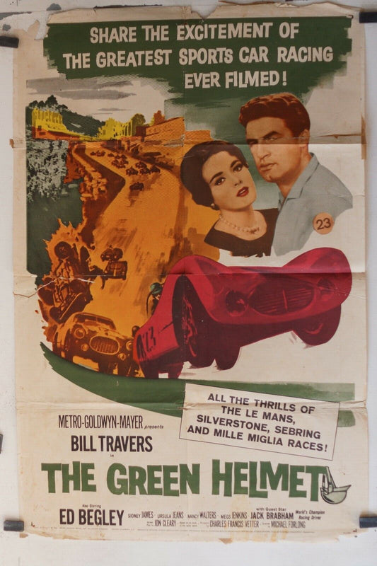 THE GREEN HELMET MOVIE POSTER ORIGINAL POSTER 69x103 Michael Forlong