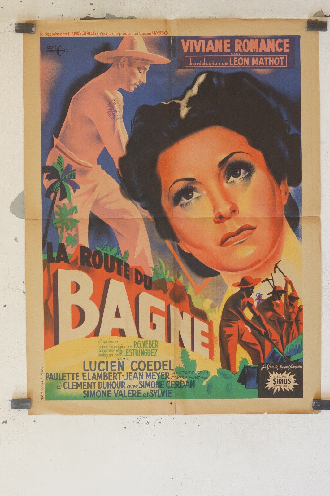 LA ROUTE DU BAGNE MOVIE POSTER ORIGINAL (60X80) VIVIANE ROMANCE – LUCIEN COEDEL
