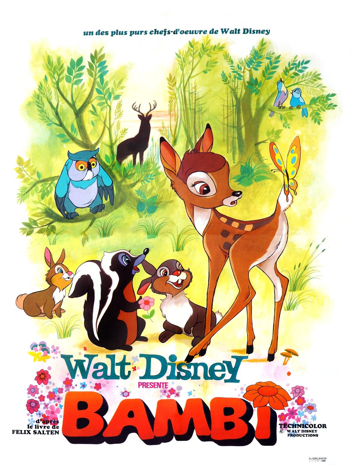 WALT DISNEY BAMBI MOVIE POSTER 40x60 ALICE IN WONDERLAND, DISNEY MOVIE 