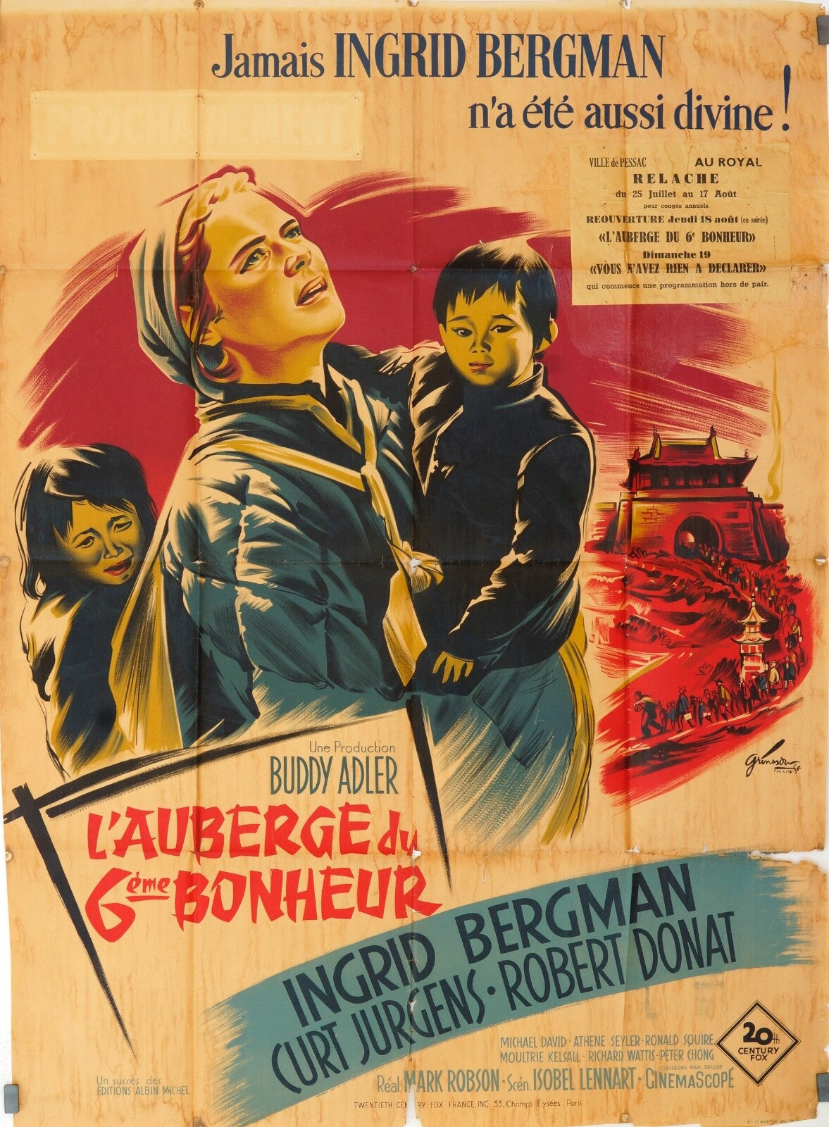 L’AUBERGE DU 6 EME BONHEUR MOVIE POSTER ORIGINAL 120x160 INGRID BERGMAN