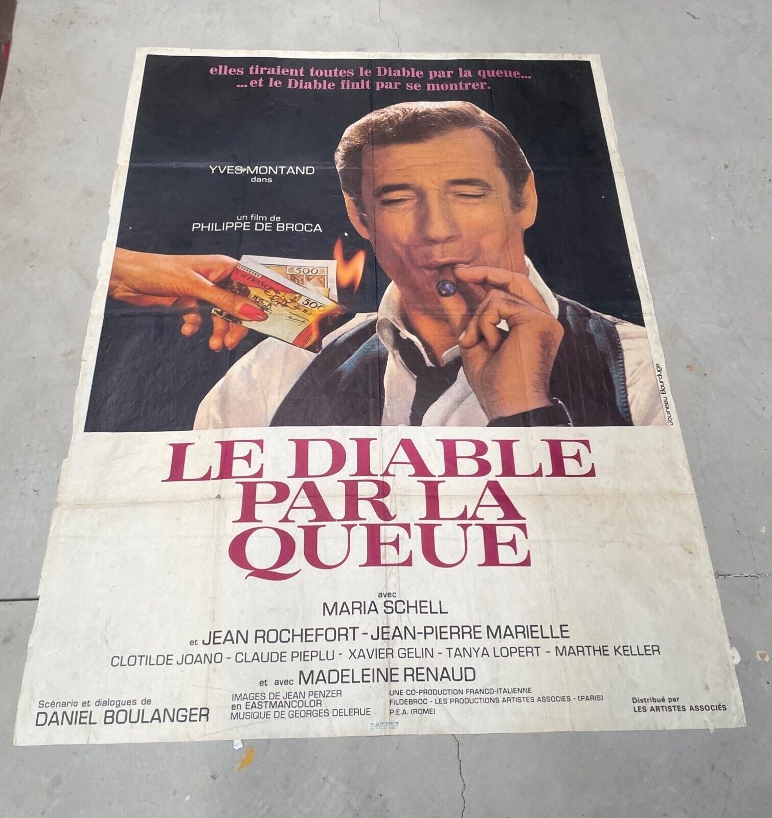 LE DIABLE PAR LA QUEUE POSTER ORIGINAL 120x160 JEAN ROCHEFORT