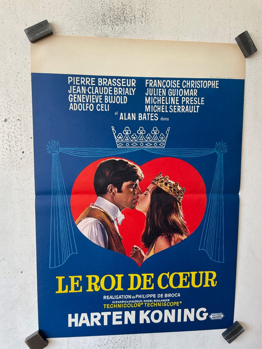 LE ROI DE CŒUR, BELGIAN MOVIE POSTER 37X53 PIERRE BRASSEUR – JEAN-CLAUDE BRIALY