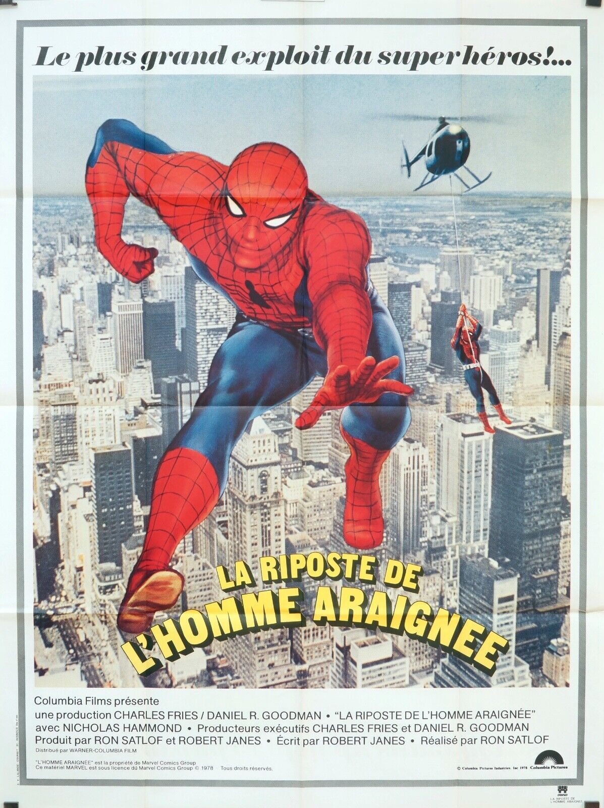 LA RIPOSTE DE L’HOMME AIRAIGNÉE ORIGINAL MOVIE POSTER 120x160 NICHOLAS HAMMOND