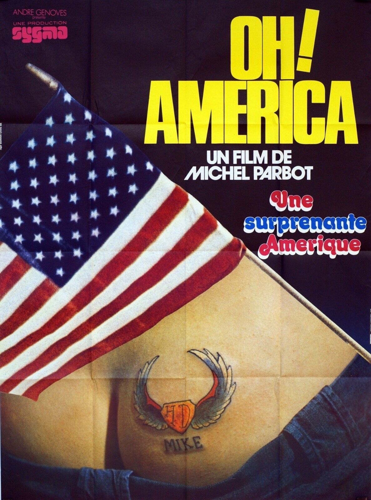 OH ! AMERICA MOVIE POSTER ORIGINAL 120x160 MICHEL PARBOT