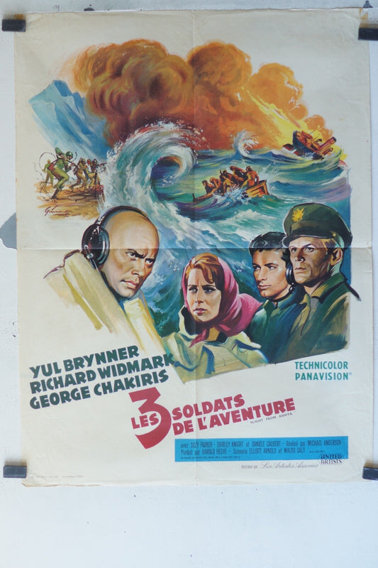  3 SOLDATS DE L’AVENTURE MOVIE POSTER ORIGINAL(60X80)Yul Brynner,Richard Widmark