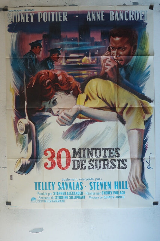 30 MINUTES DE SURSIS MOVIE POSTER ORIGINAL 120x160 SIDNEY POITIER – ANNE