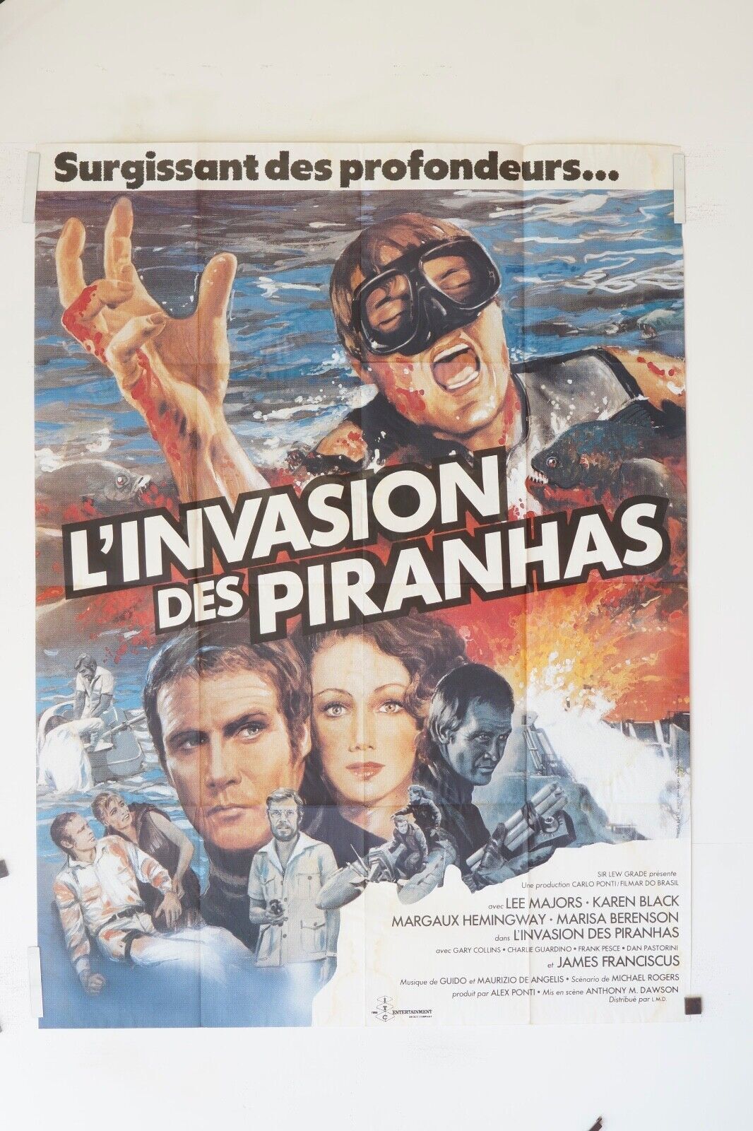 L’INVASION DES PIRANHAS ORIGINAL MOVIE POSTER 120x160 LEE MAJORS