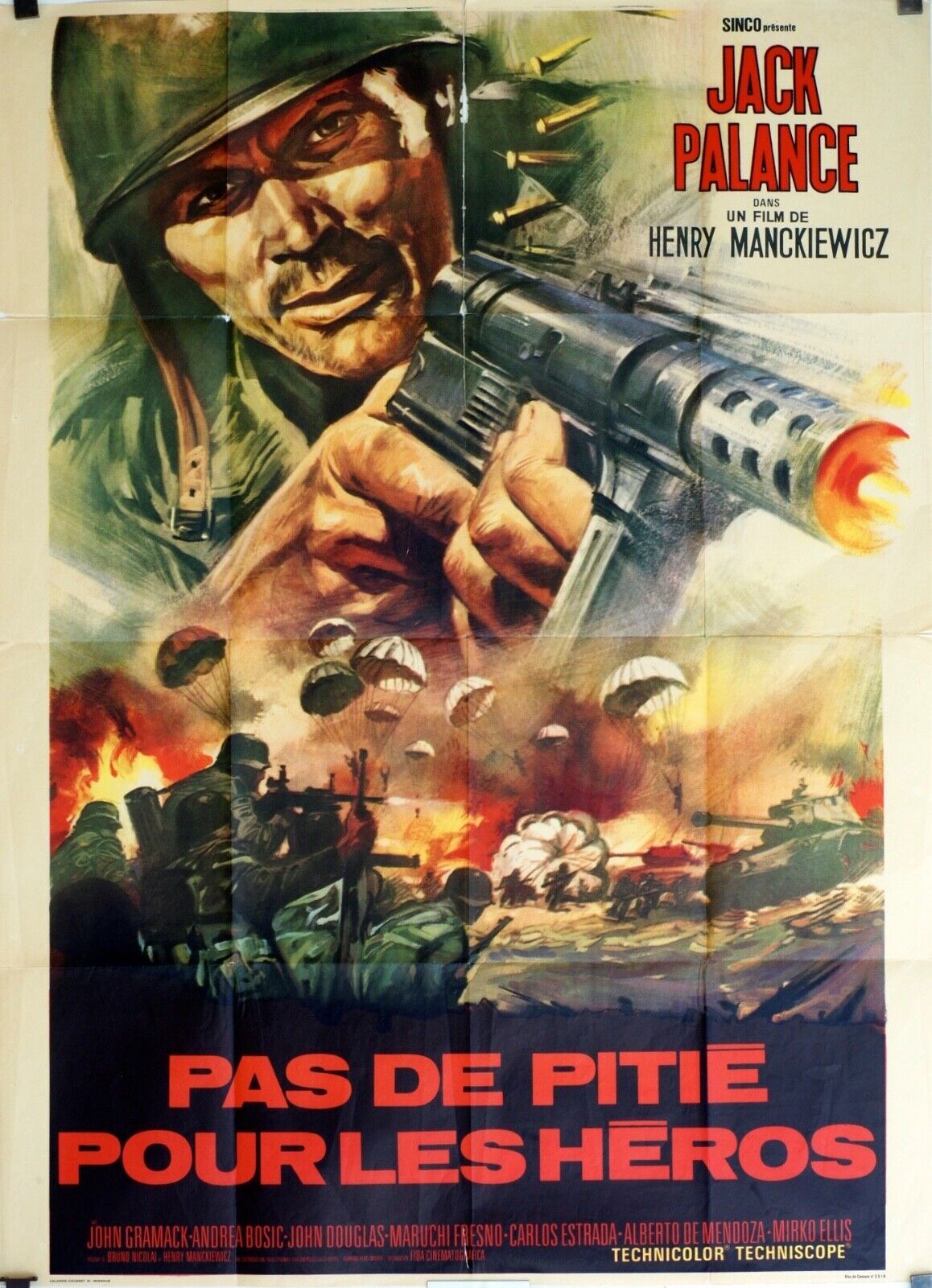 PAS DE PITIÉ POUR LES HÉROS POSTER ORIGINAL120x160 JACK PALANCE