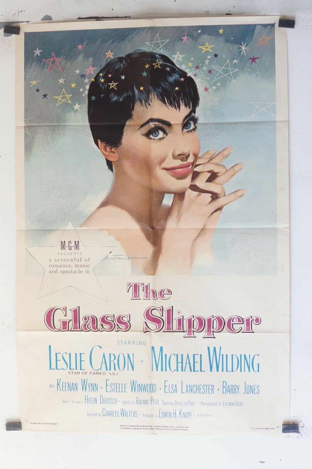 THE GLASS SLIPPER POSTER ORIGINAL 69x103, Charles walters, Leslie Caron