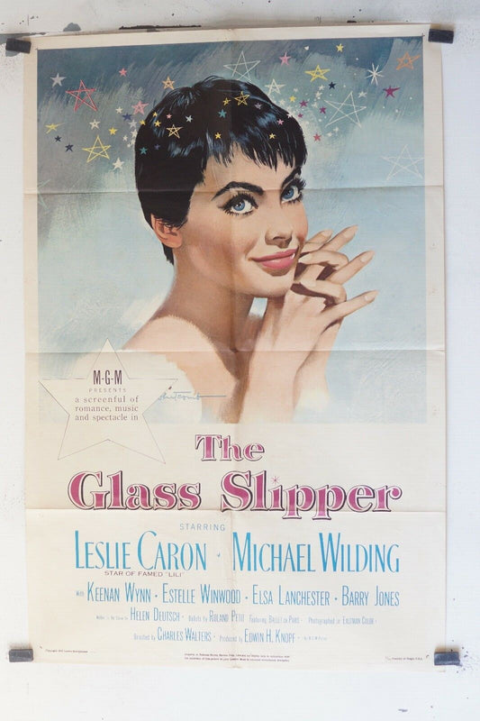 THE GLASS SLIPPER POSTER ORIGINAL 69x103, Charles walters, Leslie Caron