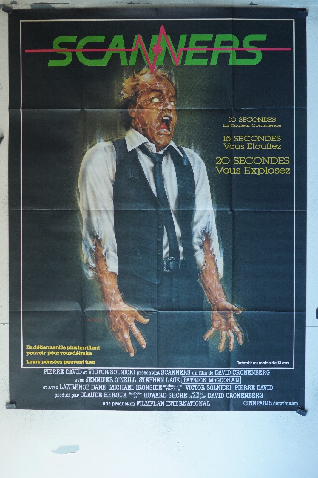 SCANNERS (1980) ORIGINAL MOVIE POSTER 120x160 PIERRE DAVID VICTOR SOLNICKI