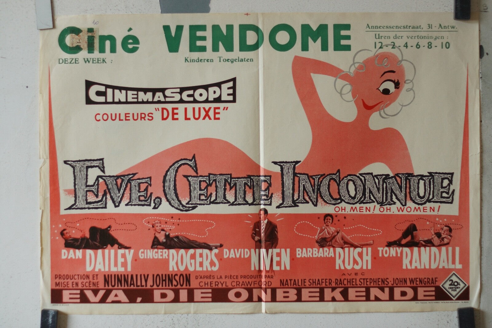 EVE , CETTE INCONNUE (BELGE) MOVIE POSTER ORIGINAL 55x36 Dan Dailey