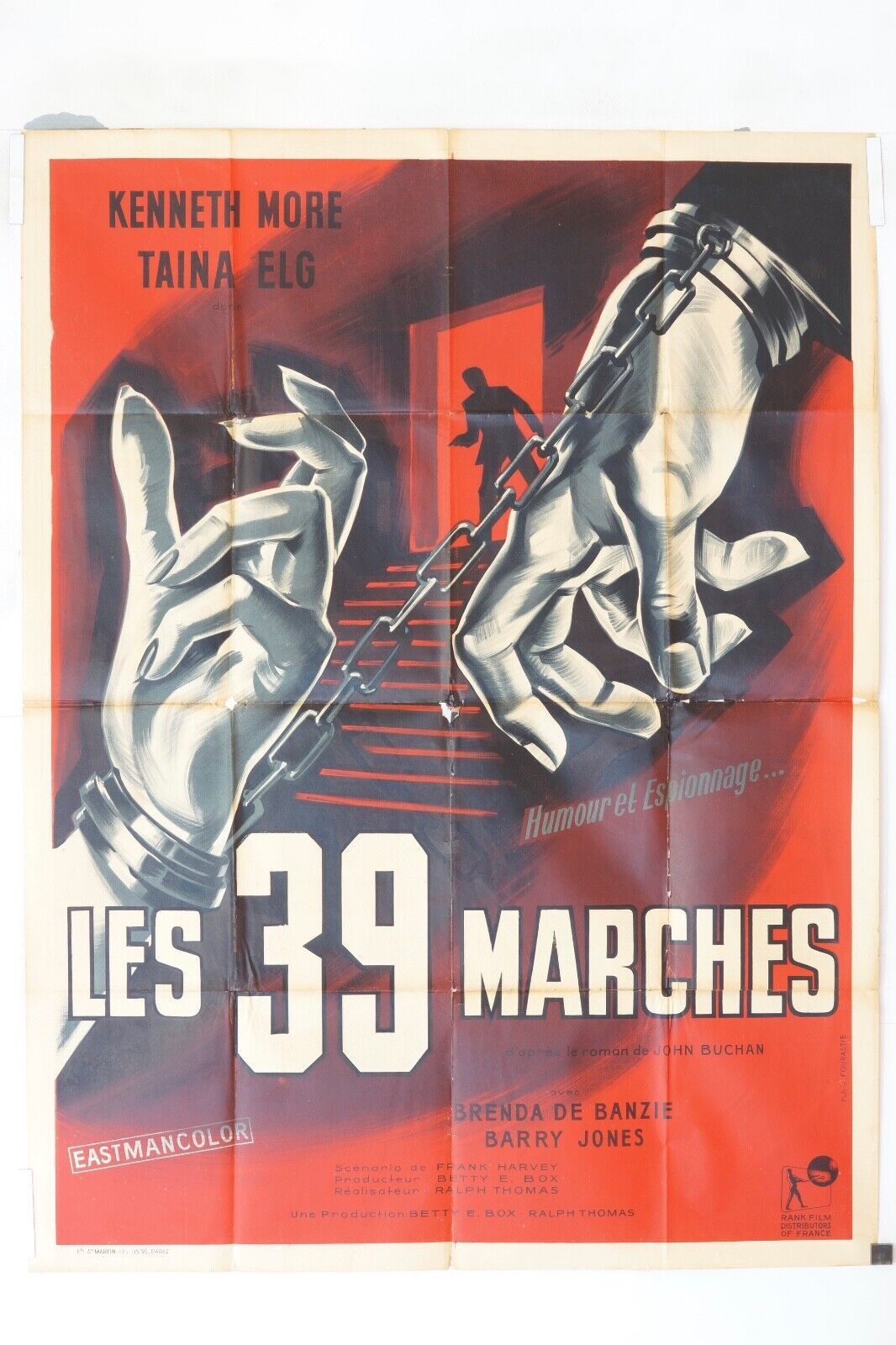 LES 39 MARCHES MOVIE POSTER ORIGINAL 120x160 KENNETH MORE