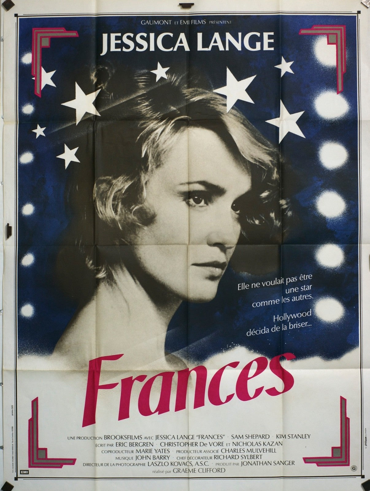 FRANCES JESSICA DE LANGE MOVIE POSTER ORIGINAL 120x160