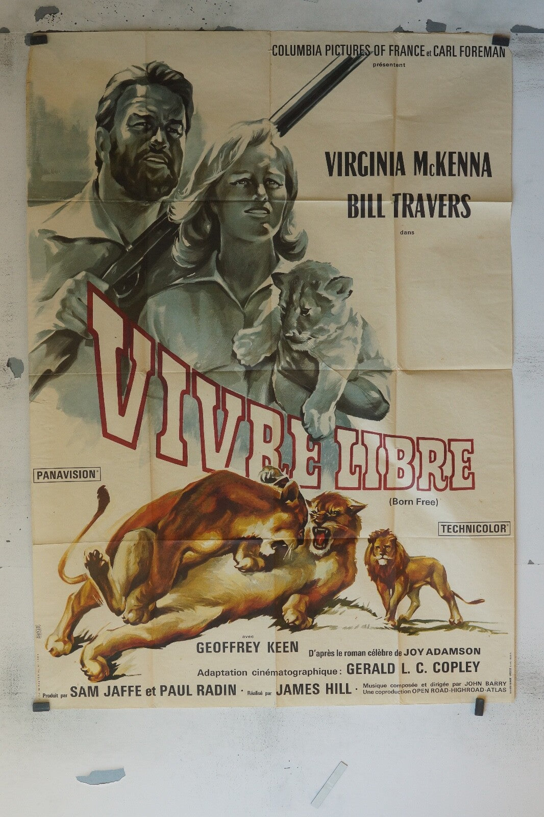 VIVRE LIBRE MOVIE POSTER ORIGINAL 120x160 VIRGINIA MAC KENNA