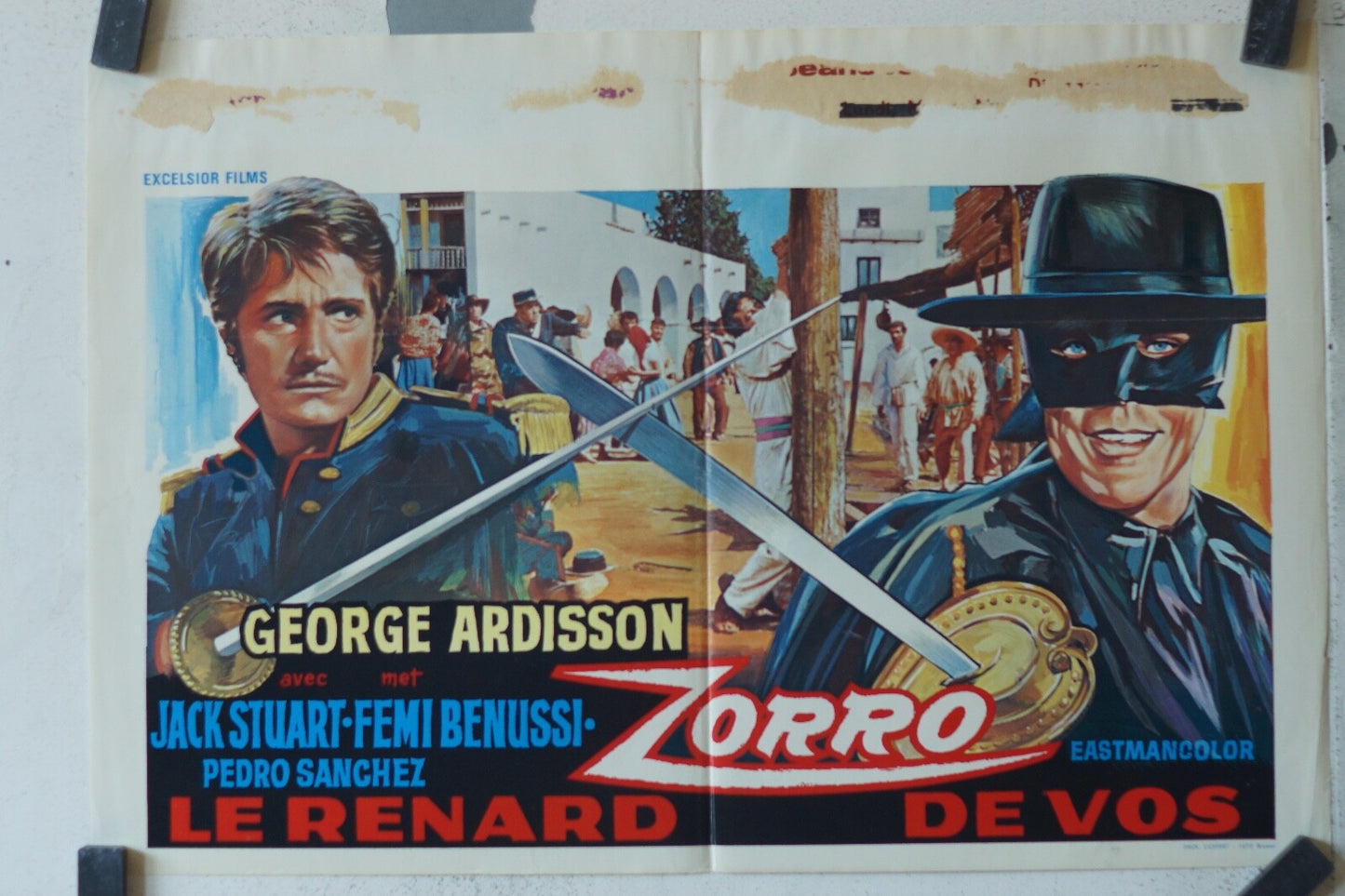 ZORRO MOVIE POSTER ORIGINAL 30x55 George Ardisson , Giacomo Rossi Stuart