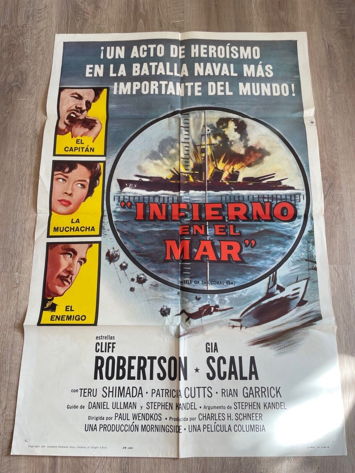 INFIERNO EN EL MAR ORIGINAL VINTAGE  (70X100) CLIFF ROBERTSON
