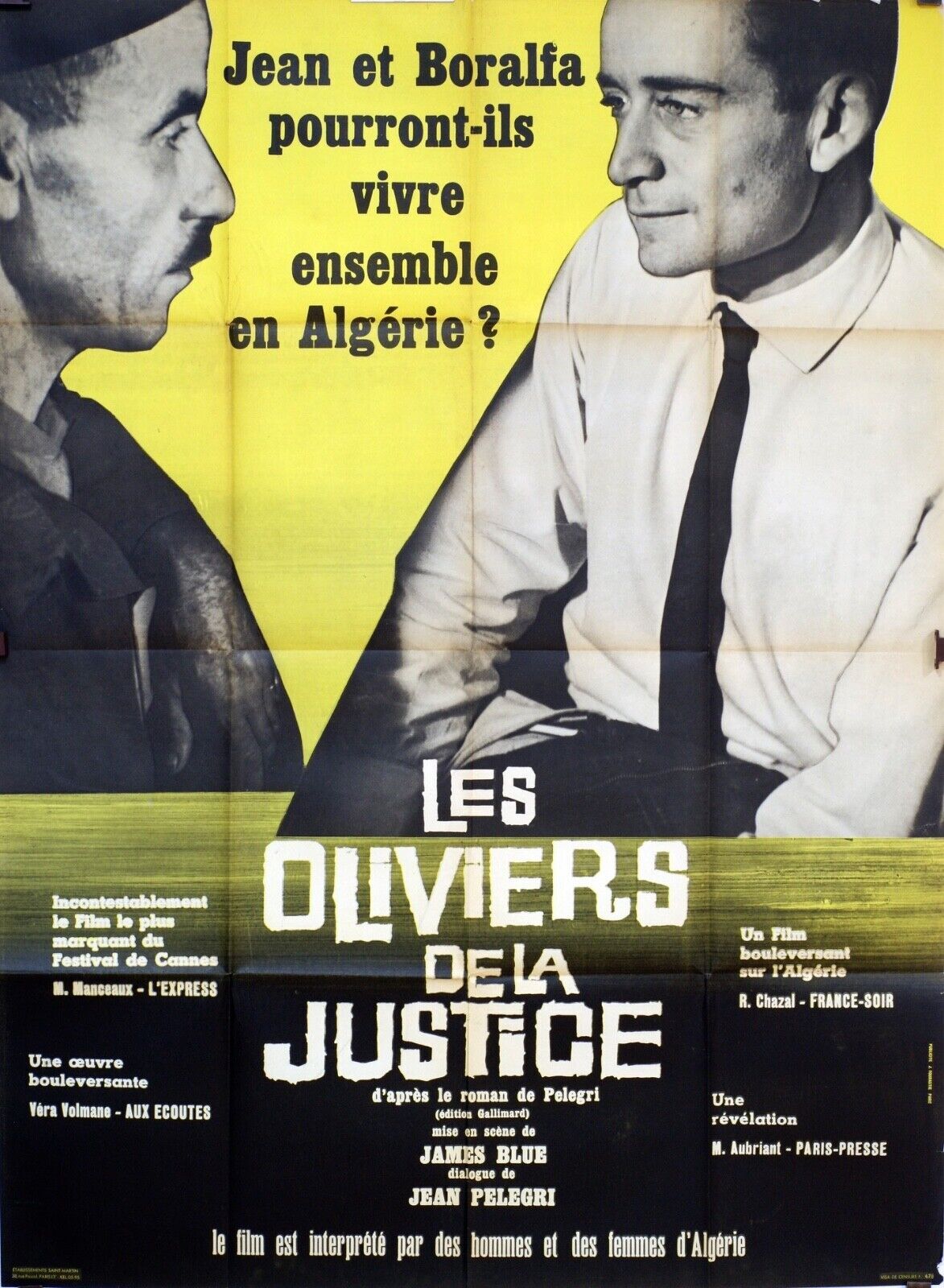 LES OLIVIERS DE LA JUSTICE, 1962 MOVIE POSTER ORIGINAL 120x160 JAMES BLUE