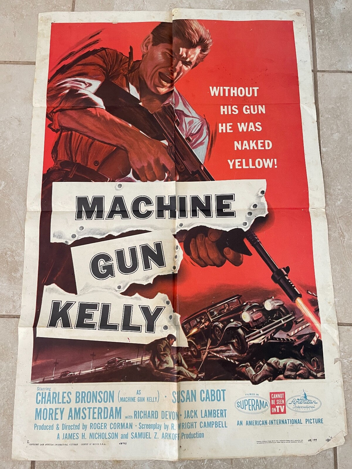 MACHINE GUN KELLY (1958) 70x100 ORIGINAL MOVIE POSTER CHARLES BRONSON, SUSAN