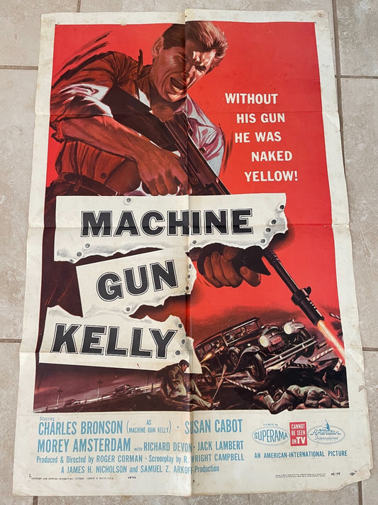 MACHINE GUN KELLY (1958) 70x100 ORIGINAL MOVIE POSTER CHARLES BRONSON, SUSAN