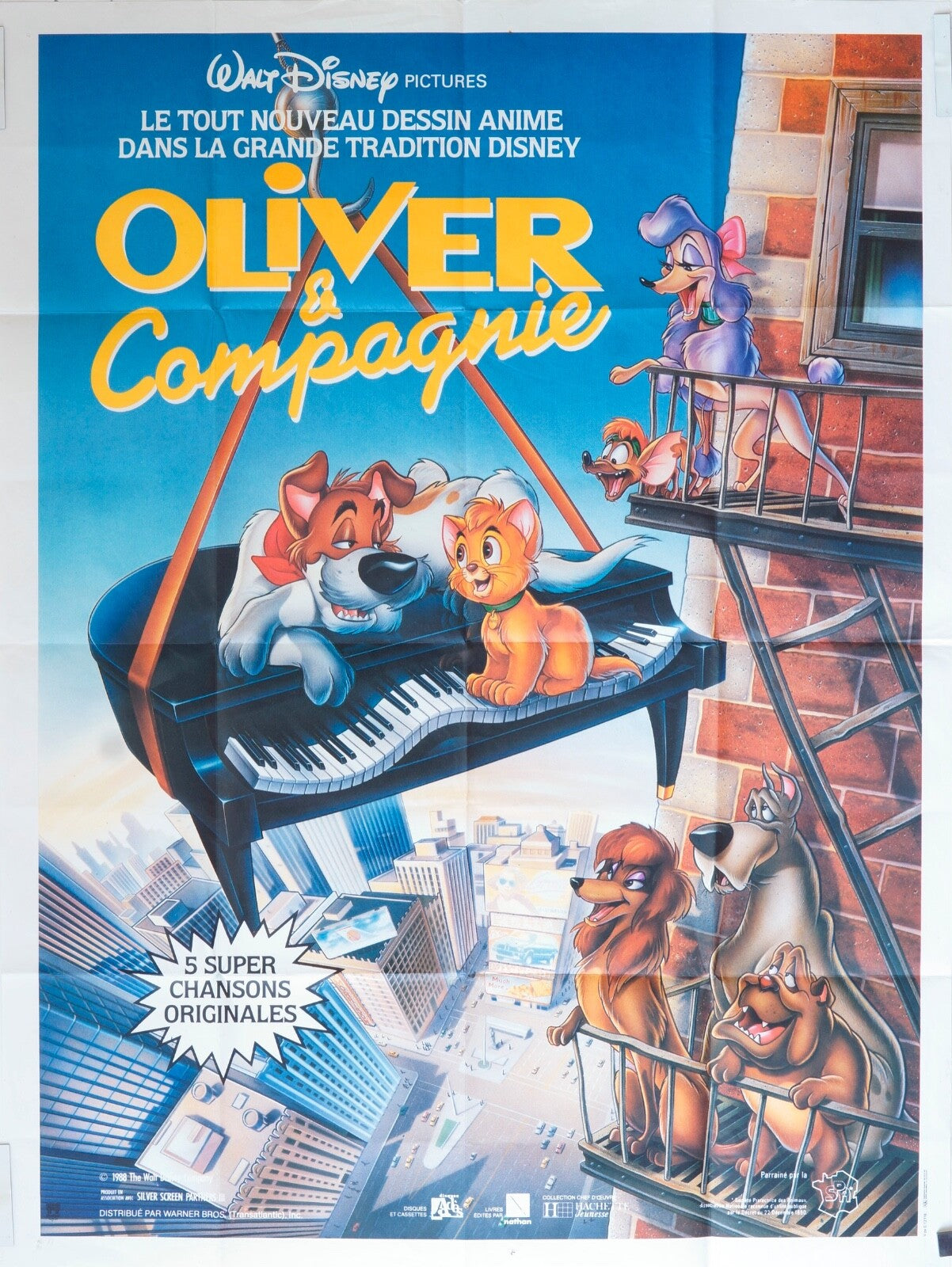 OLIVER &amp; COMPAGNIE MOVIE POSTER ORIGINAL (120X160)  WALT DISNEY