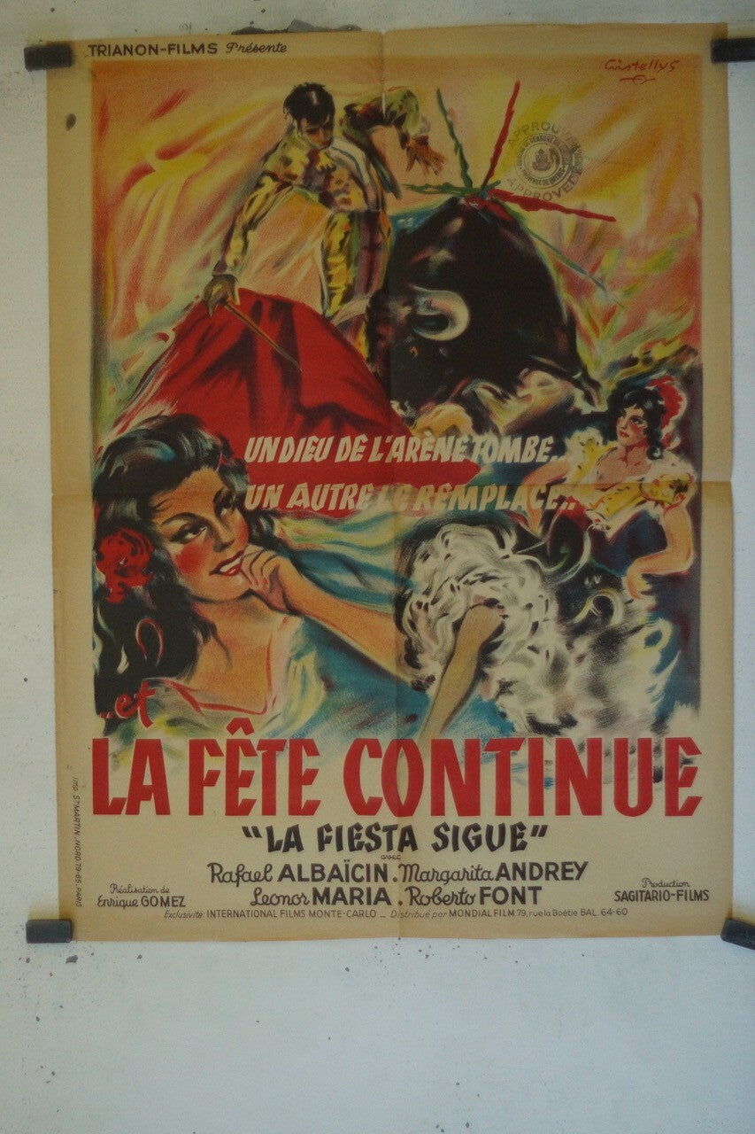 LA FÊTE CONTINUE MOVIE POSTER ORIGINAL (60X80) RAFAEL ALBAÏCIN – MARGARITA ANDRA