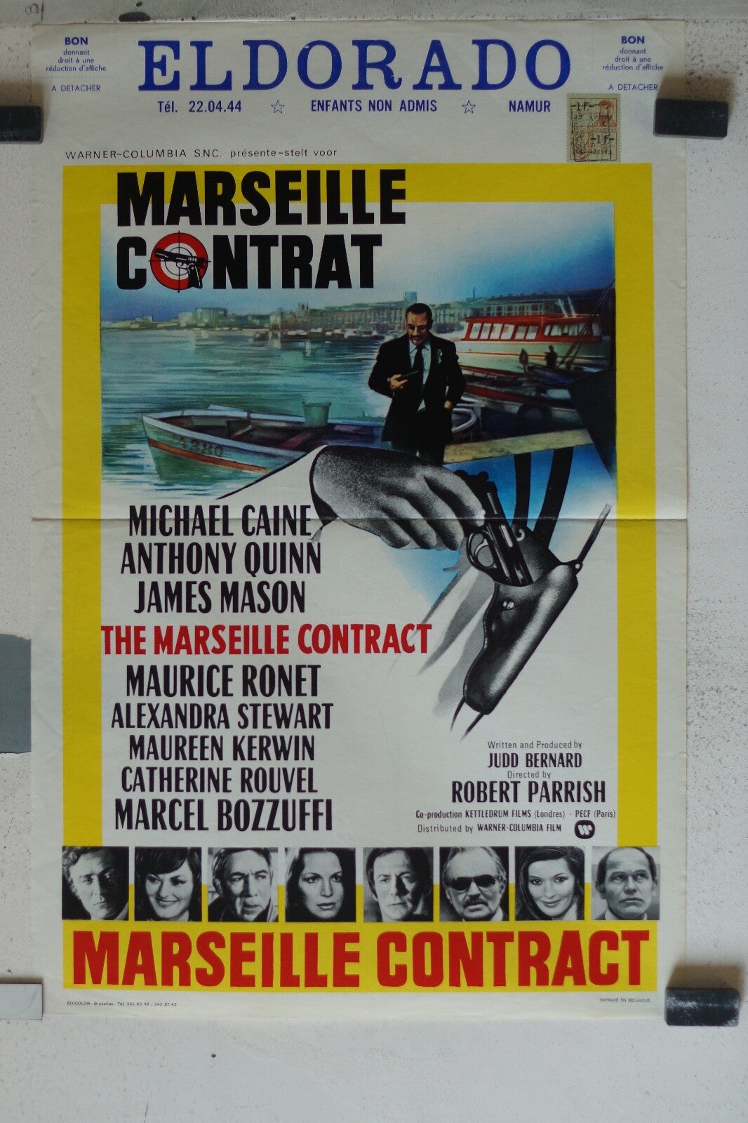 MARSEILLE CONTRAT (BELGE) MOVIE POSTER ORIGINAL 55x36 Michael Caine ,