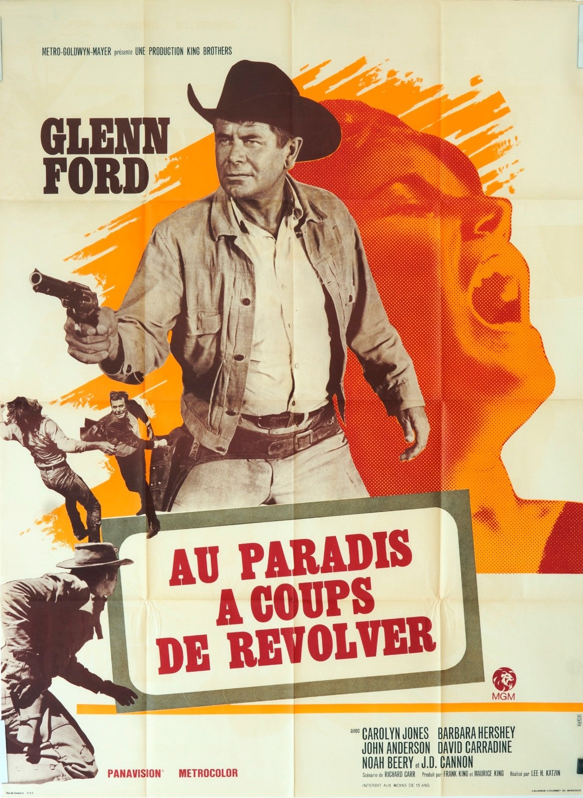 AU PARADIS A COUPS DE REVOLVER GLENN FORD MOVIE POSTER ORIGINAL 120x160