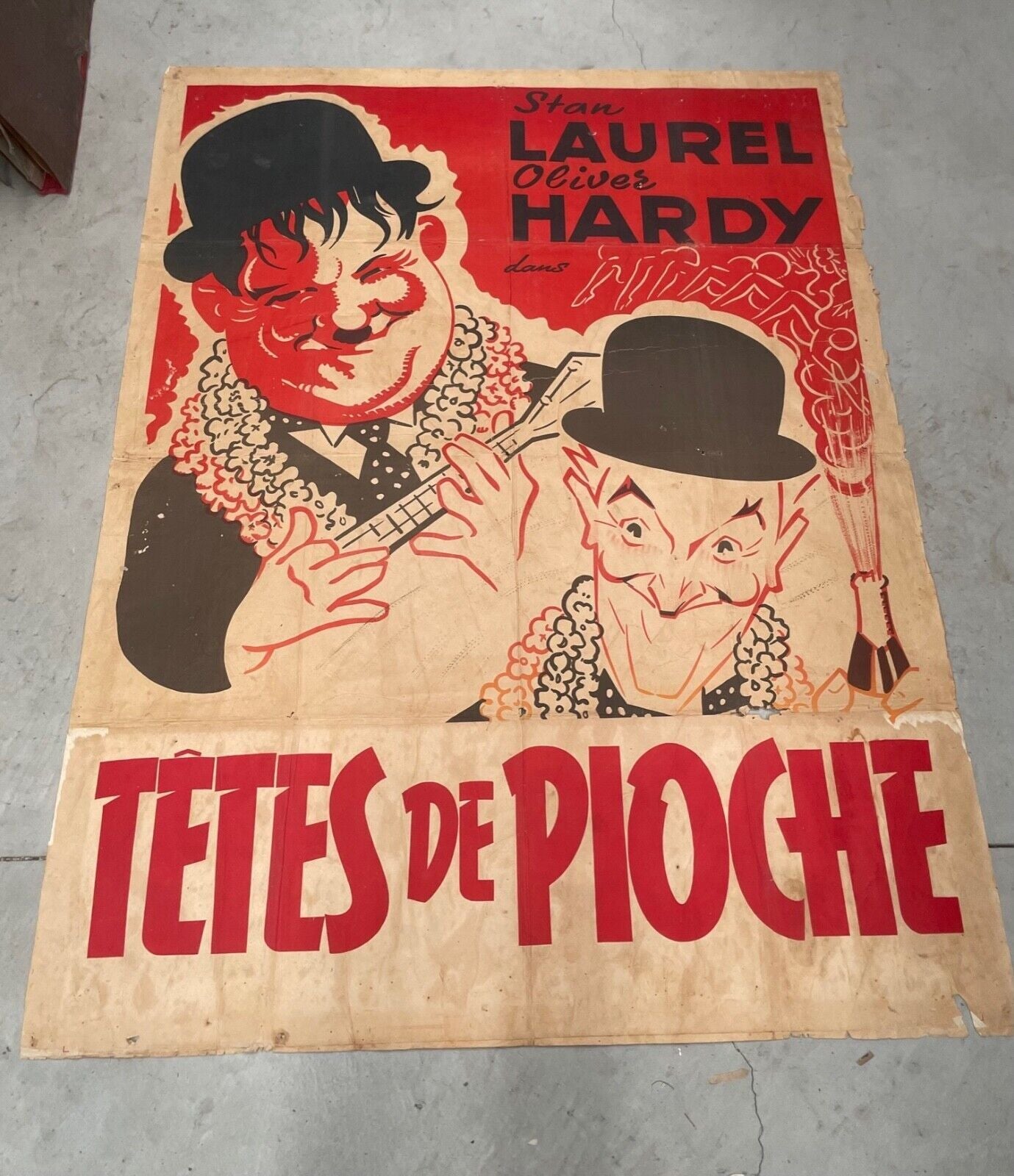 TÊTES DE PIOCHES Original Movie Poster 120X160 STAN LAUREL