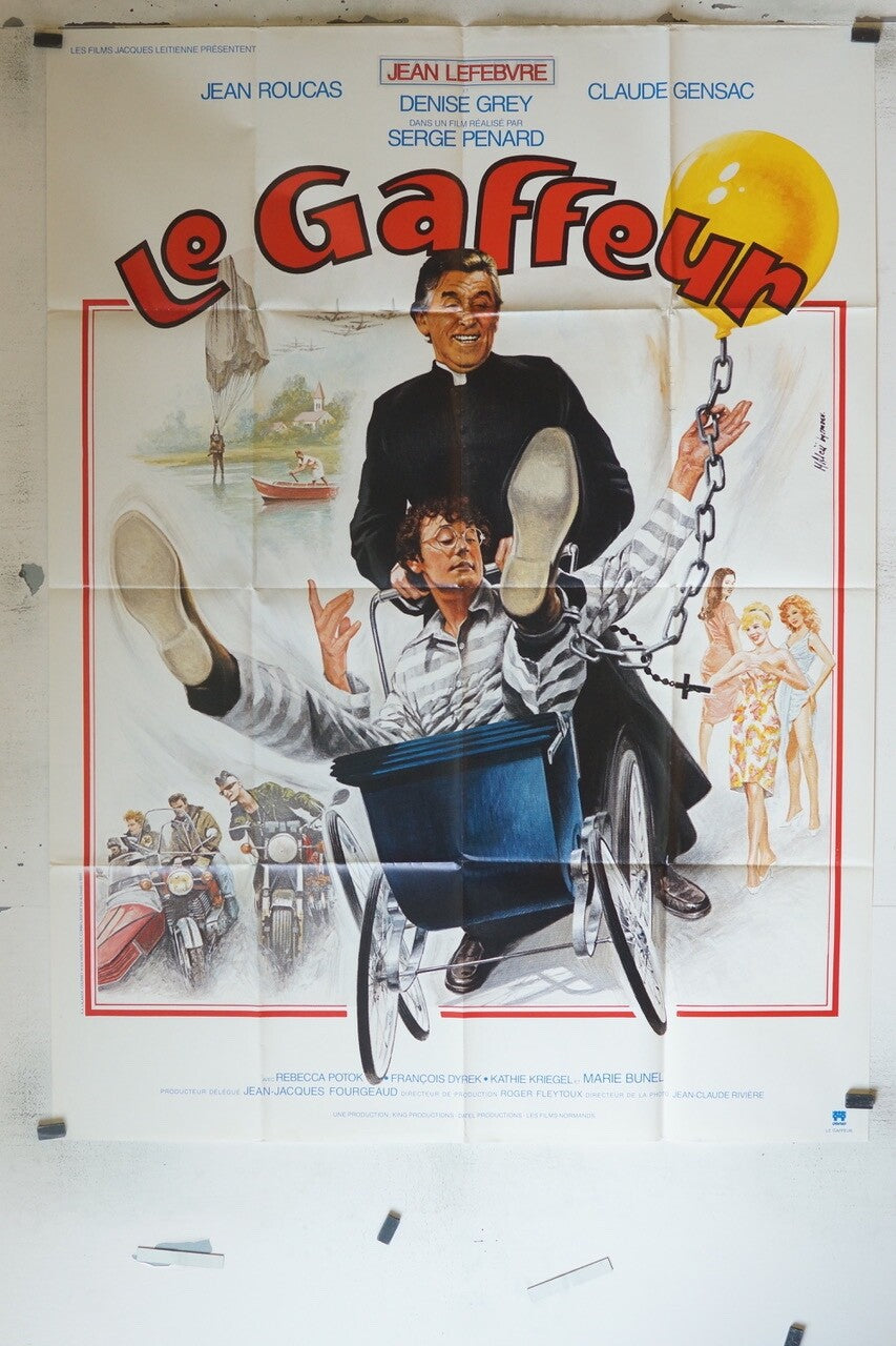 LE GAFFEUR MOVIE POSTER ORIGINAL 120x160 JEAN LEFEBVRE, JEAN ROUCAS