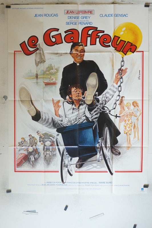 LE GAFFEUR MOVIE POSTER ORIGINAL 120x160 JEAN LEFEBVRE, JEAN ROUCAS