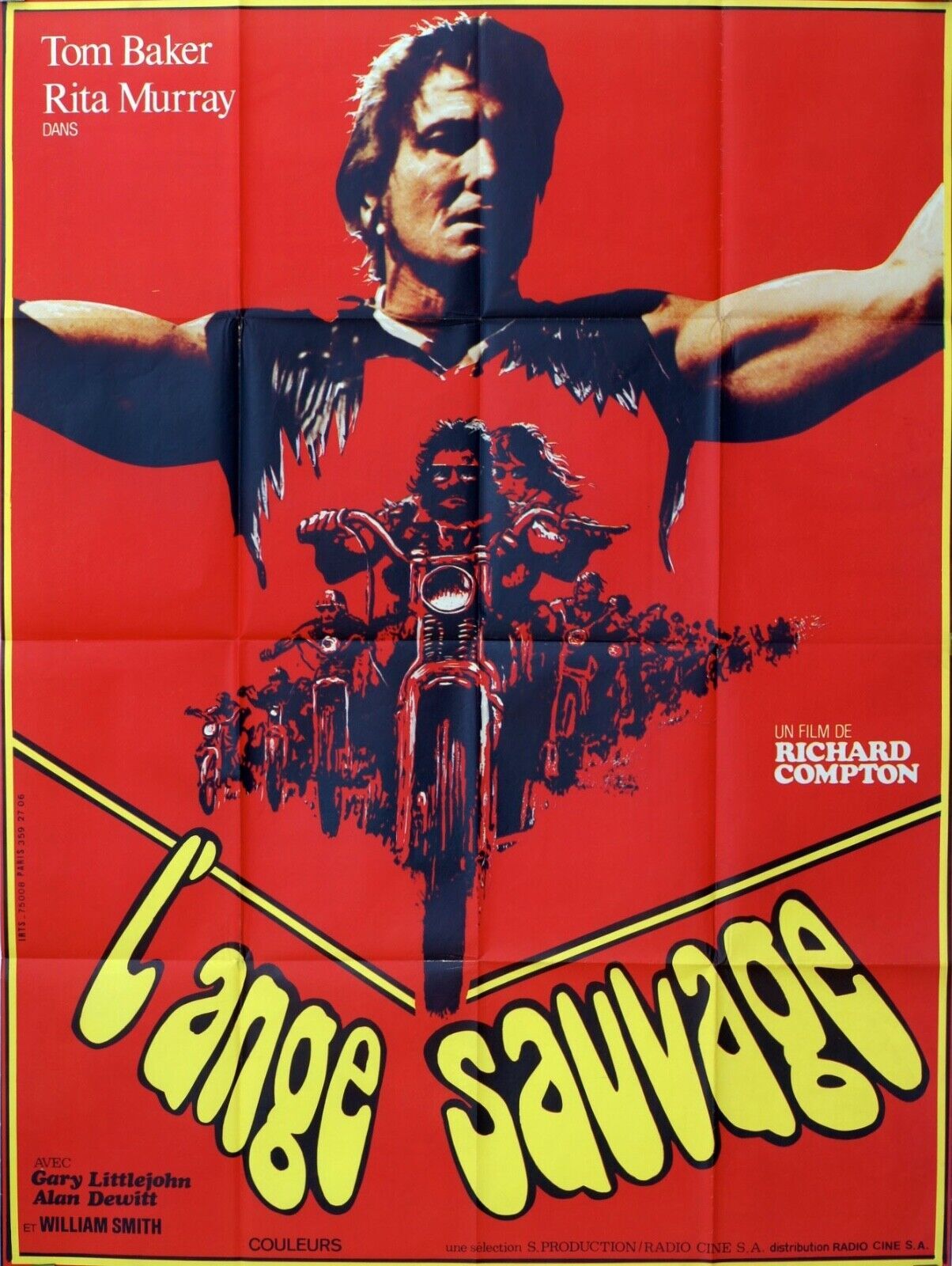L’ANGE SAUVAGE MOVIE POSTER ORIGINAL 120x160 TOM BAKER
