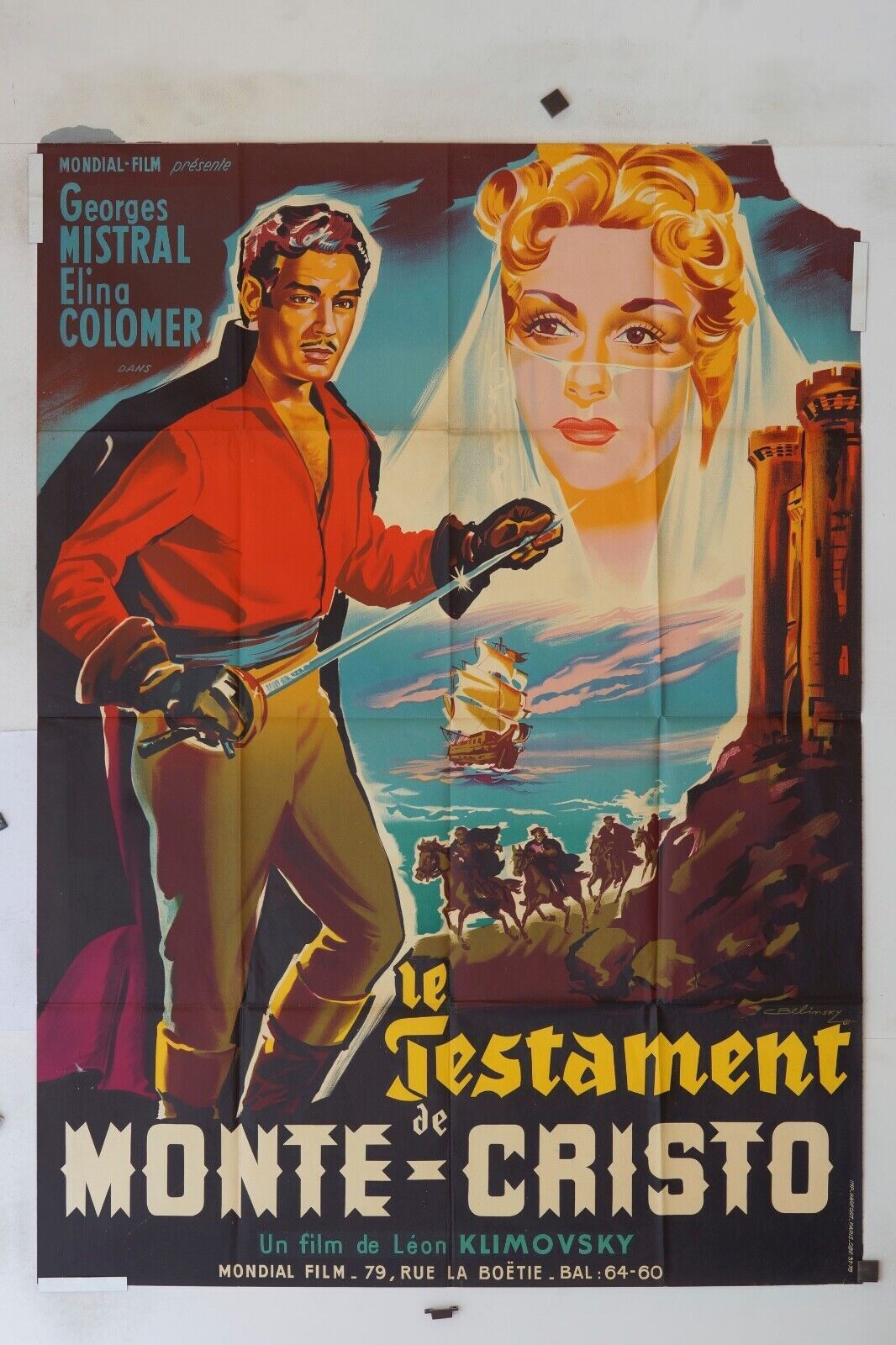 LE TESTAMENT DE MONTÉ CRISTO POSTER ORIGINAL 120x160 GEORGES MISTRAL