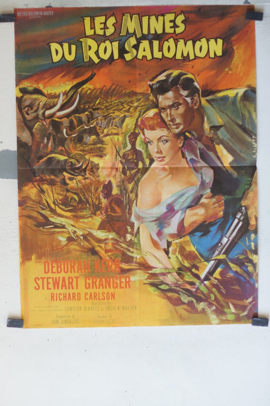MINES DU ROI SALOMON (LES POSTER ORIGINAL 60x80 Stewart Granger , Deborah Kerr