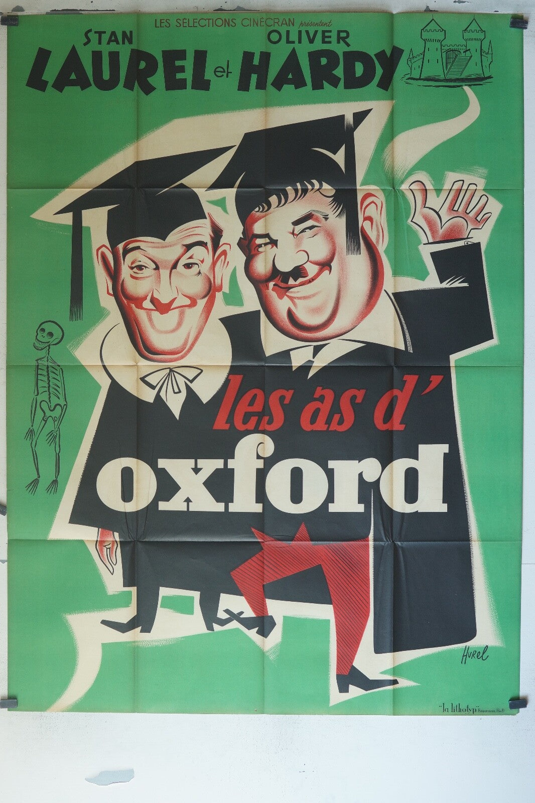 LES AS D’OXFORD MOVIE POSTER ORIGINAL 120x160 STAN HAUREL, OLIVER HARDY