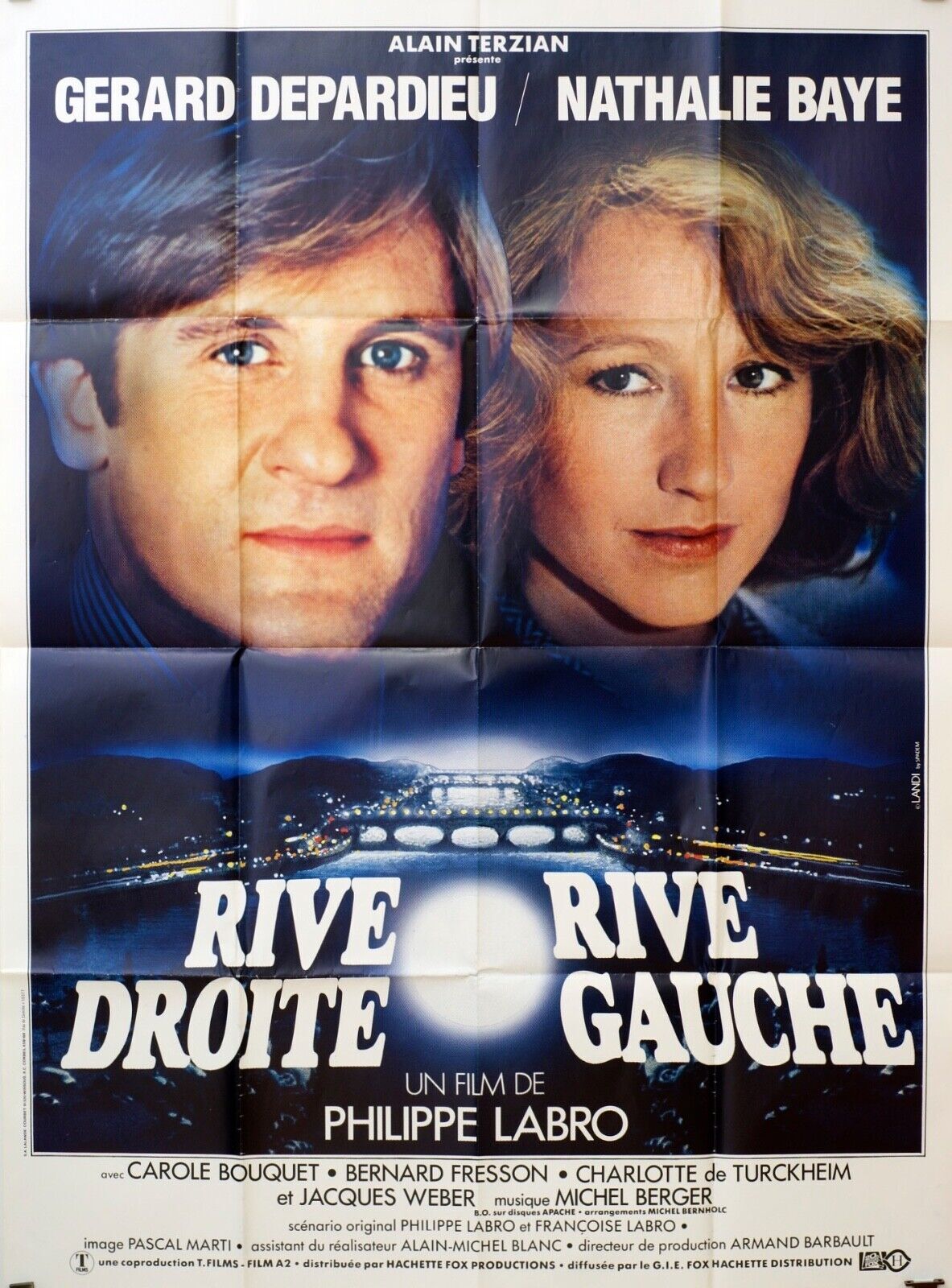 RIVE DROITE RIVE GAUCHE POSTER ORIGINAL 120x160 GERARD DEPARDIEU