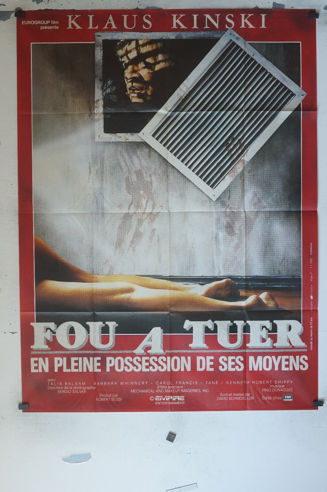 FOU A TUER MOVIE POSTER ORIGINAL 120x160 KLAUS KINSKI