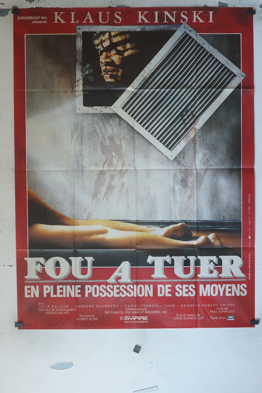 FOU A TUER MOVIE POSTER ORIGINAL 120x160 KLAUS KINSKI