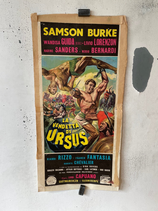 LA VENDETTA DI URSUS MOVIE POSTER ORIGINAL 33X66 SAMSON BURKE