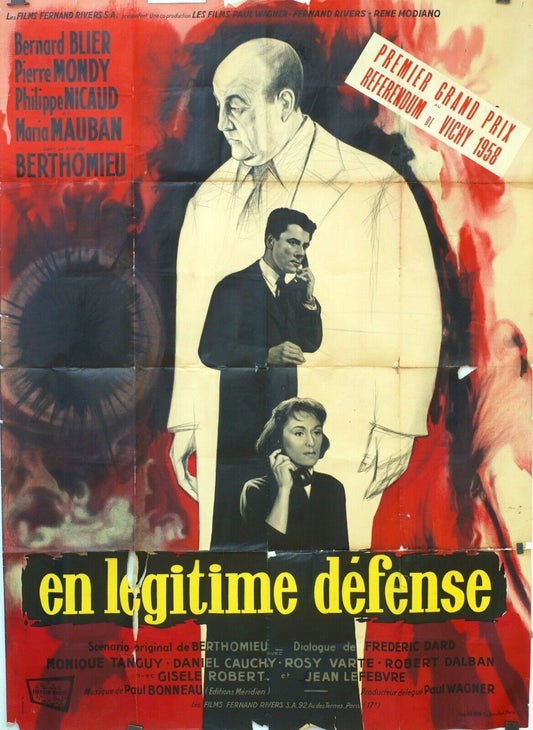 EN LÉGITIME DÉFENSE POSTER ORIGINAL 120x160 BERNARD BLIER