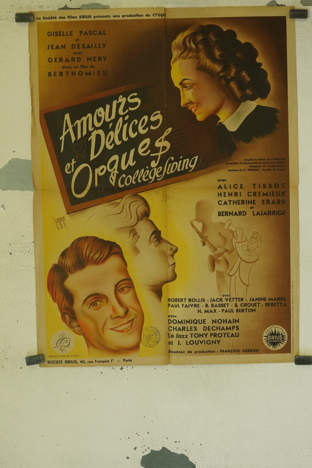 AMOUR DÉLICES ET ORGUES MOVIE POSTER ORIGINAL (60X80) ALICE TISSOT, HENRI