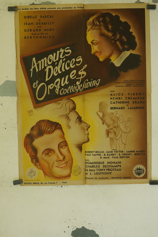 AMOUR DÉLICES ET ORGUES MOVIE POSTER ORIGINAL (60X80) ALICE TISSOT, HENRI
