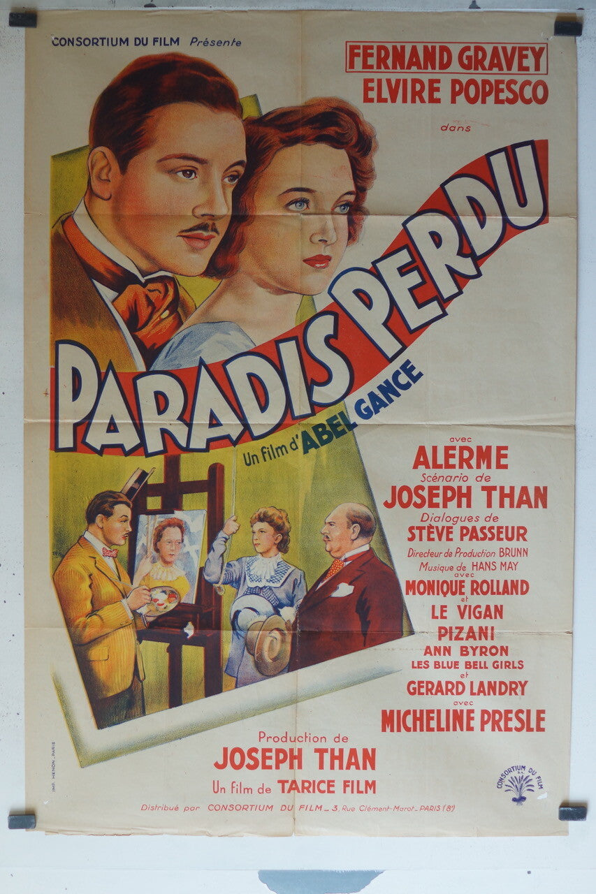 PARADIS PERDU ORIGINAL MOVIE POSTER 80x120 Fernand Gravey , Elvire Popesc