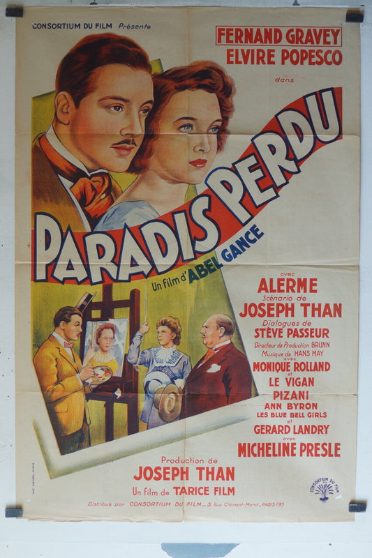 PARADIS PERDU ORIGINAL MOVIE POSTER 80x120 Fernand Gravey , Elvire Popesc