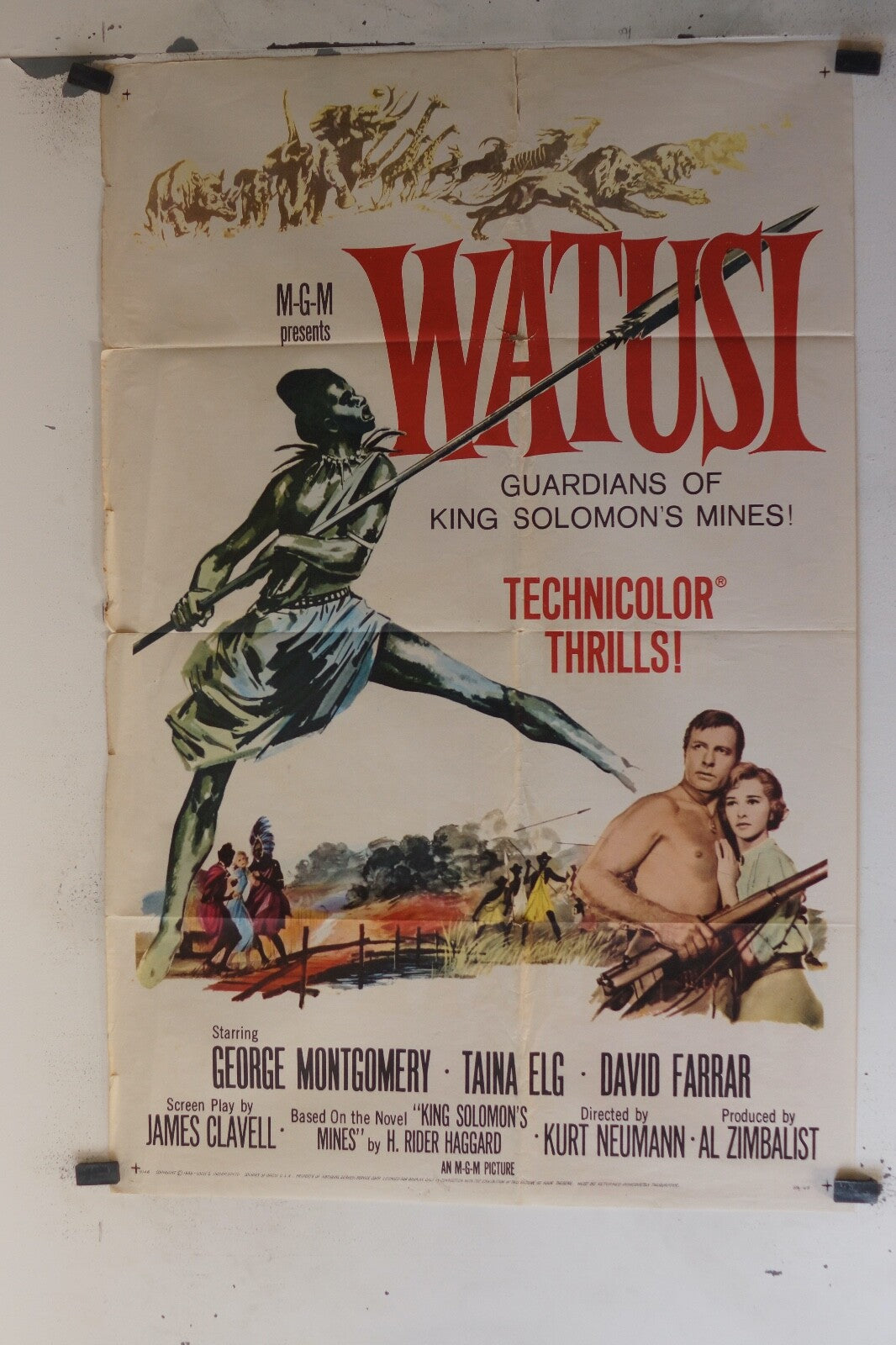 WATUSI (1959) 70x100 ORIGINAL MOVIE POSTER GEORGE MONTGOMERY – TAINA ELG