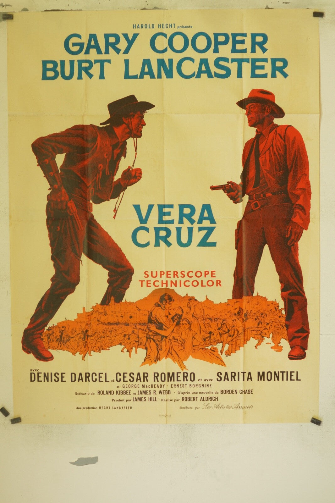 VERA CRUZ POSTER ORIGINAL1 20x160 GARY COOPER-BURT LANCASTER